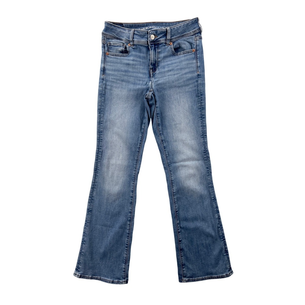 American Eagle Kick Boot Jeans Womens 4 Short Blue Medium Wash Stretch Denim